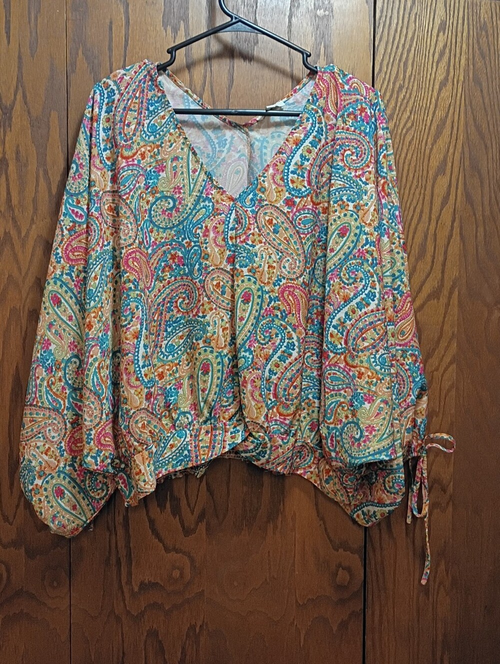 Umgee Multicolor Paisley V-Neck Tunic - Teal, Pink, Yellow